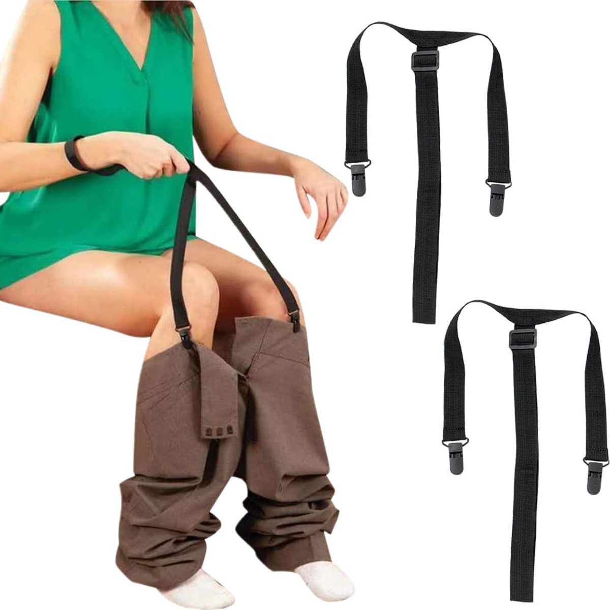 2 stuks aantrekhulp, broekclip, verstelbaar van 40 tot 74 cm, voor ouderen, gehandicapten, zwangere vrouwen en ouderen