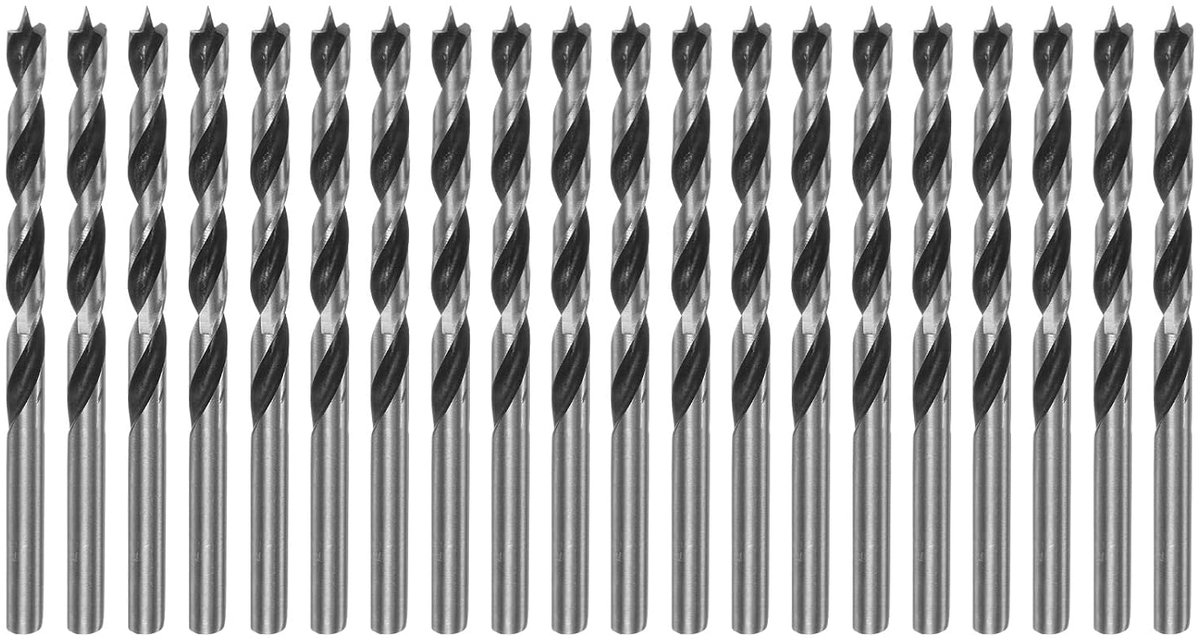 Brad Point-boren, 20 stuks, 5 mm (13/64 inch), diameter rechte schacht, ronde schacht, metrische boorpunt, boordiepte, spiraalboor voor timmerman, hout, kunststof, rubber