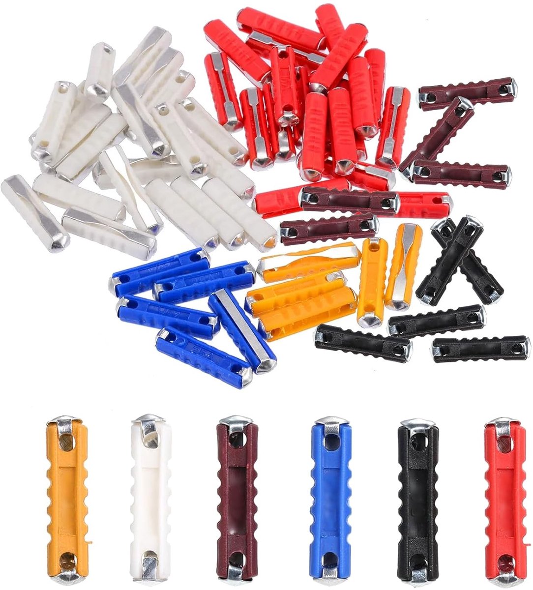 set voor autozekeringen, autozekeringen, gesorteerde autozekeringen, 60 stuks, continentale zekeringen voor auto's, platte zekeringen voor auto's