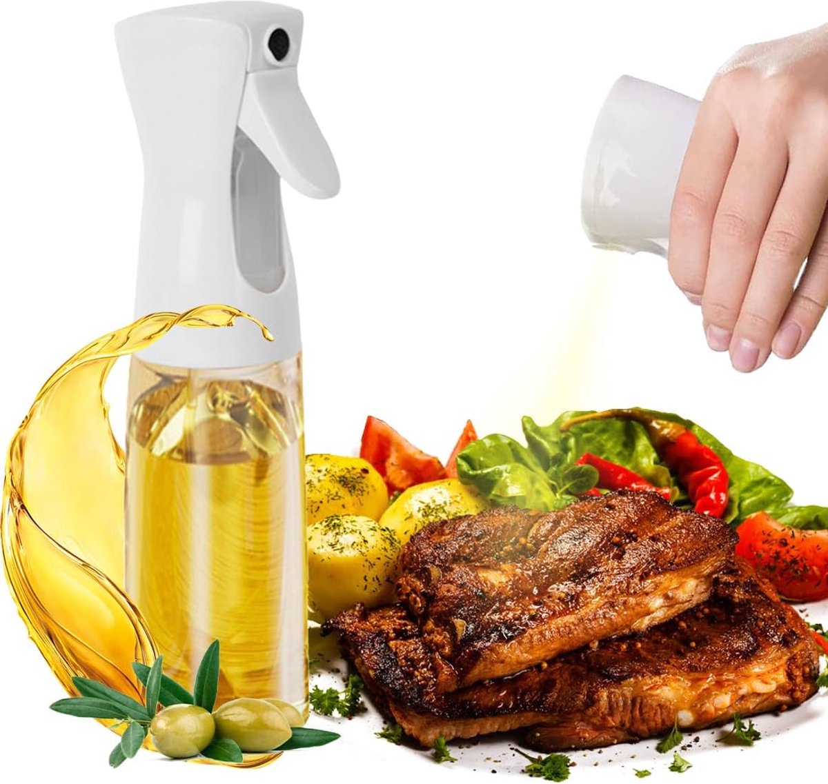 Spuitfles voor oliesproeier, 220 ml, voor spijsolie, azijn, salade, keuken, bakkerij, haardroger, heteluchtfriteuse