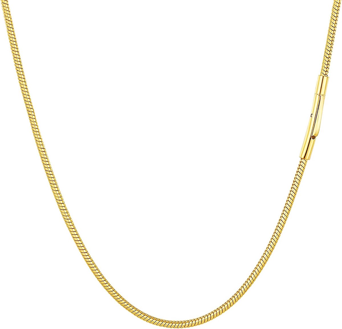 316L Roestvrijstalen Slangenketting voor Dames, Zilver/Zwart/Goud, 2 mm breed 41-76 cm lang, met sterke sluiting, hanger kan worden toegevoegd, Sieraden voor Mannen en Vrouwen.