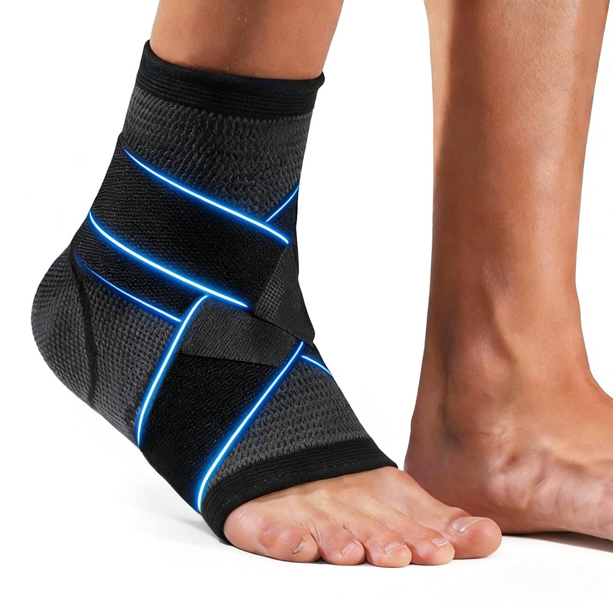 1 stuk enkelbandage, ademende voetbandage, verstelbare bandage enkelgewricht, verstelbare compressiehuls met elastische banden, ondersteunende enkelbescherming voor sport en dagelijks gebruik