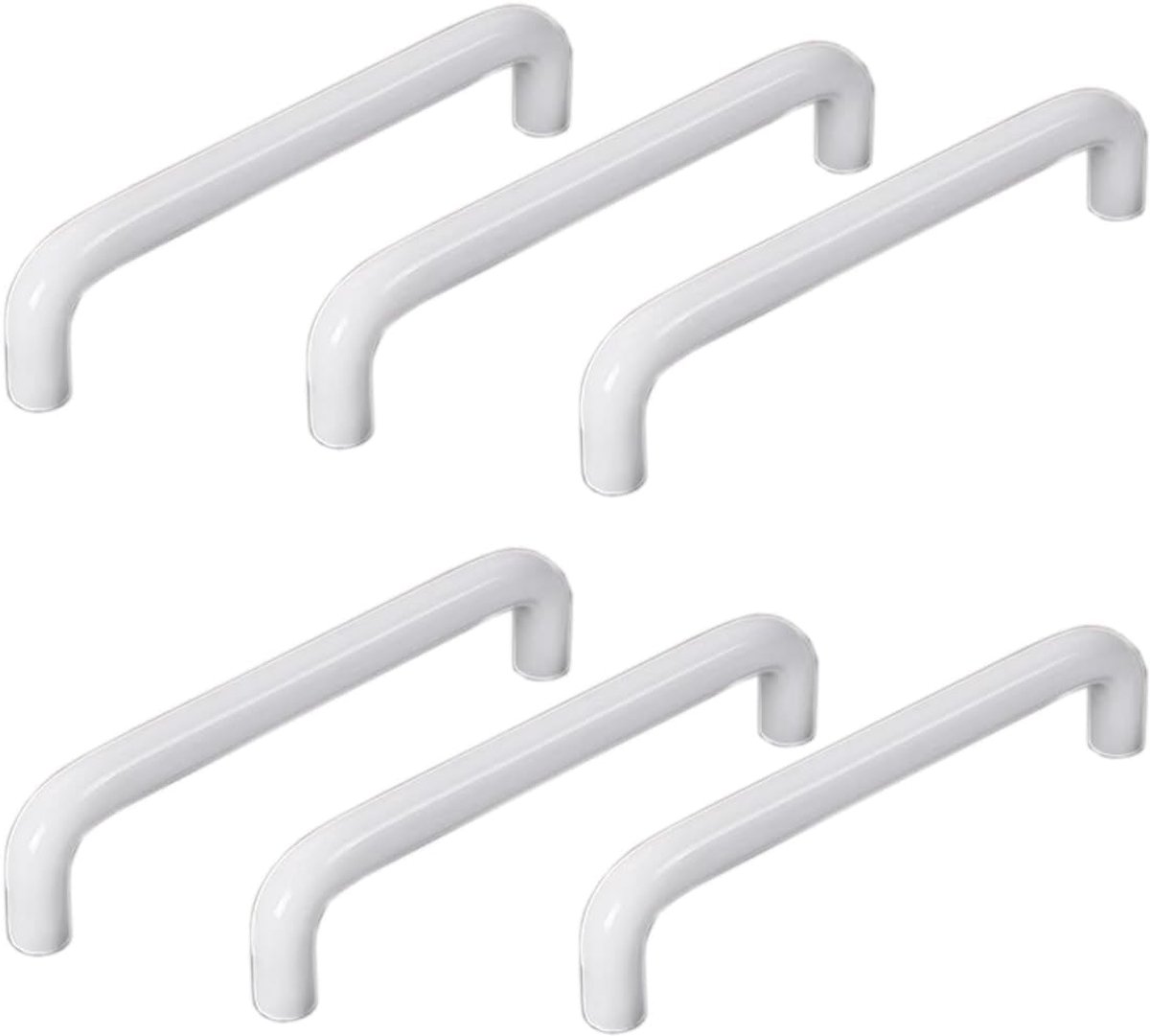 Kastgrepen, 6 stuks, meubelgrepen, Ø 10 mm, wit aluminium, keukenknoppen, deurgreep, ladegreep, handgrepen voor kledingkast, kaptafel, kinderkamer
