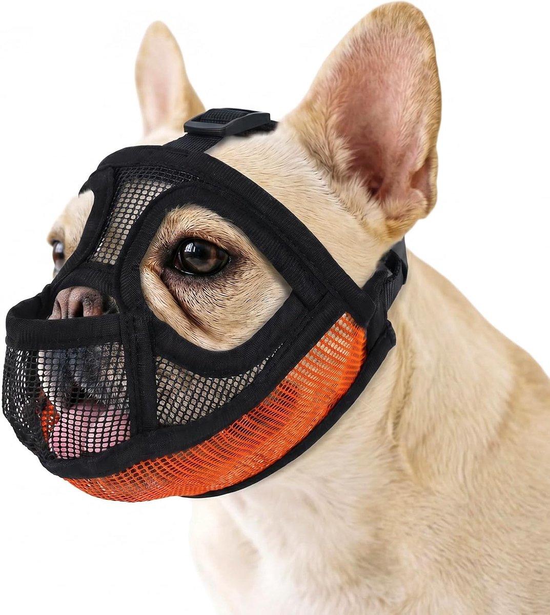 Muilkorf voor honden met korte snuit met verlengd ontwerp, maakt het mogelijk om te kauwen en tong te trekken, ademend voor meer comfort en veiligheid, oranje, maat XS