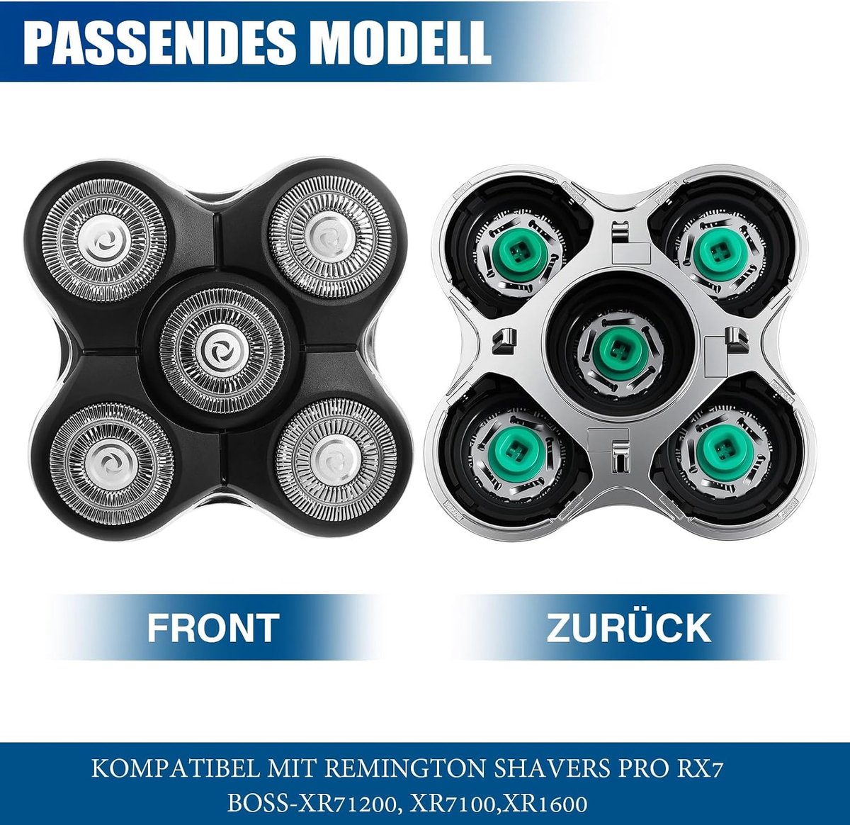 Reservekoppen voor XR1600, RX7, BOSS XR7120 - roestvrij staal - huidvriendelijk - ideaal voor nat/droog scheren - ShopVlot