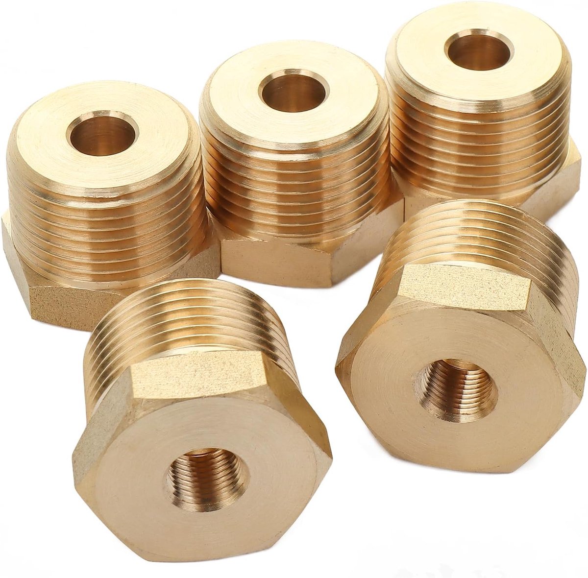 Messing hex pijp bushing reducer - Mannelijke BSPT x vrouwelijke BSPP - Duurzaam materiaal - Ideaal voor leidingen - ShopVlot