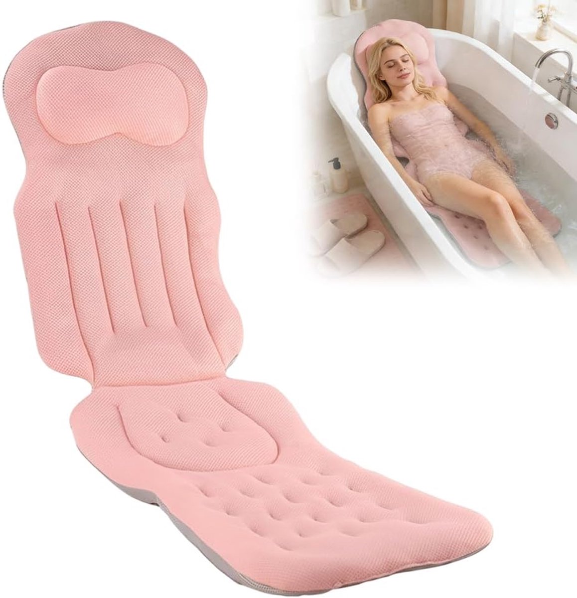 Badmat met kussen - Volledige ondersteuning - Antislip met sterke zuignappen - Ontspannen badervaring - ShopVlot