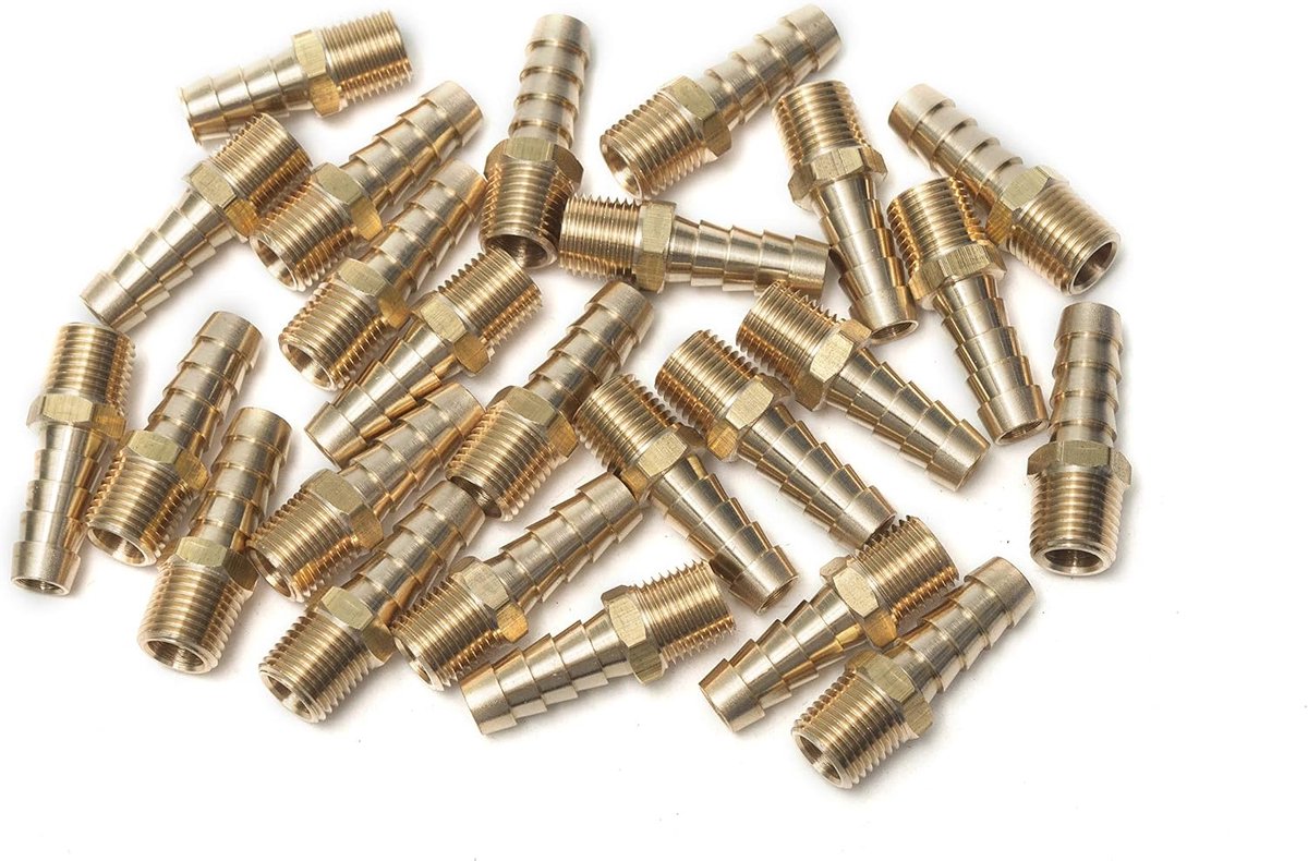 Koperen fittingen verbinding mannelijke draad BSPT slang 1/4" BSPT x 3/8" - 25 stuks - duurzaam materiaal - ShopVlot