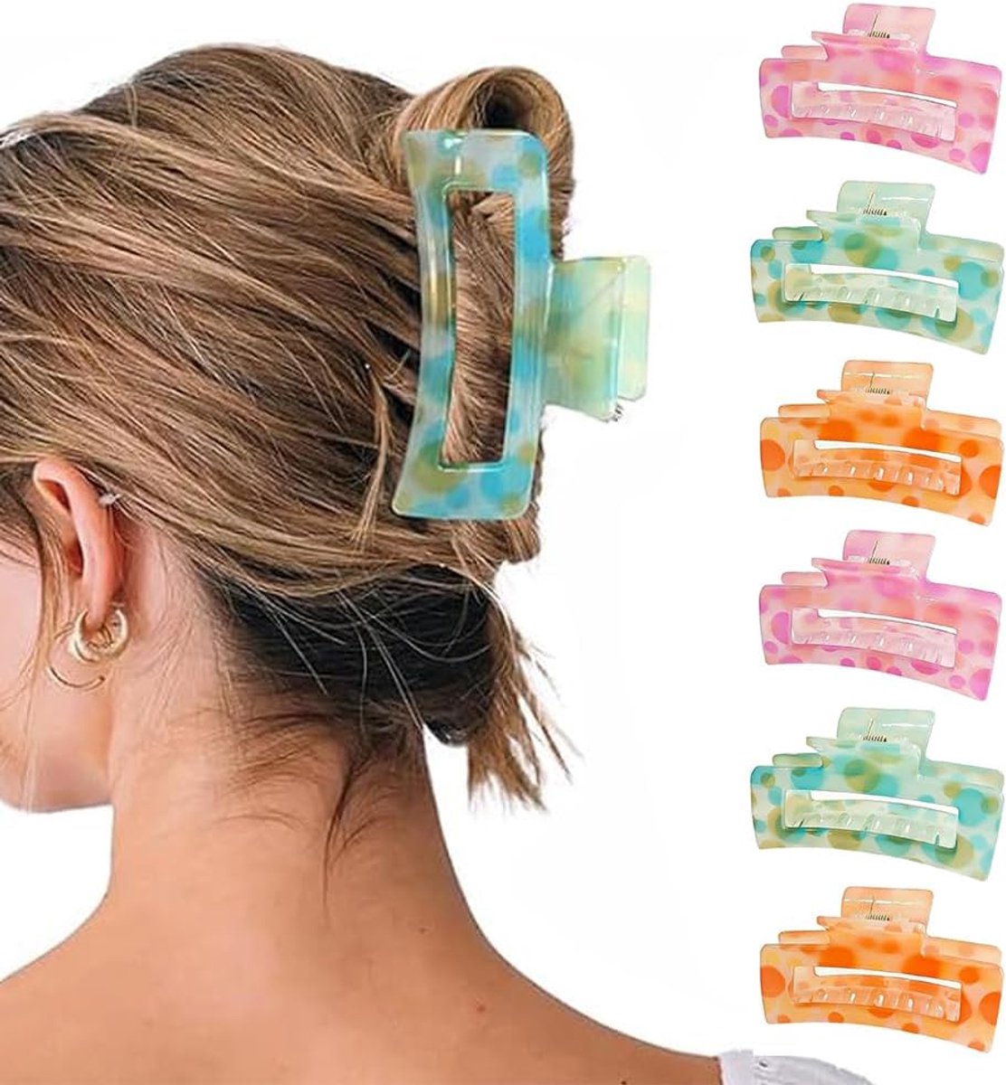 Haarspelden dames 6 stuks - rechthoekig acryl - elegant accessoire - perfect voor dagelijks gebruik - ShopVlot