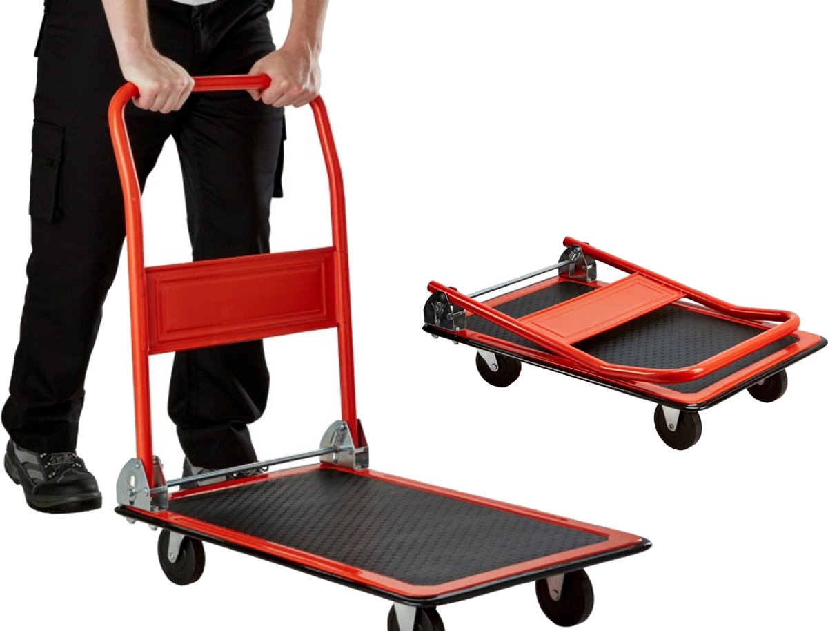 Platformwagen 150 kg - Sterk, Opvouwbaar, Voor Magazijn & Transport