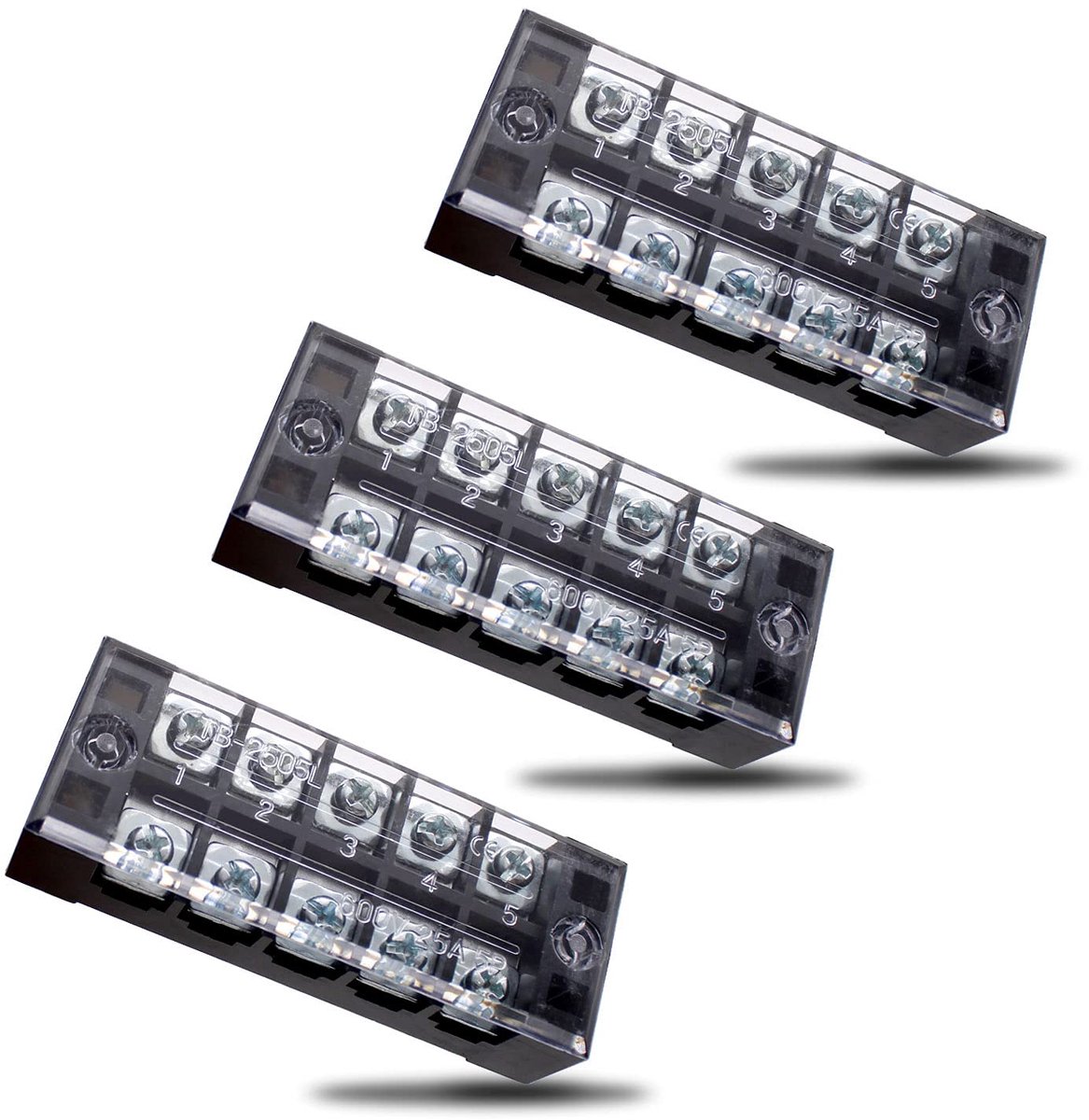Schroefklemmenlijstenset 5-bits - dubbele rij - voorgeïsoleerde terminal - ideaal voor elektronische toepassingen - ShopVlot