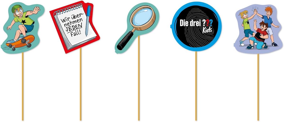 Muffin pickers 10 stuks - 8 cm houten stokjes - The Three ??? Kinderen - Decoratie voor verjaardagsfeest - ShopVlot