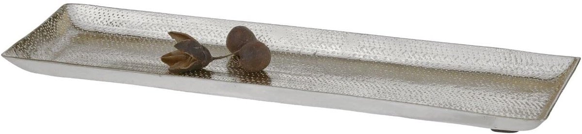 Decoratieve schaal 29x9 cm - metaal - handgeslagen afwerking - perfect als kaarsenplateau - ShopVlot