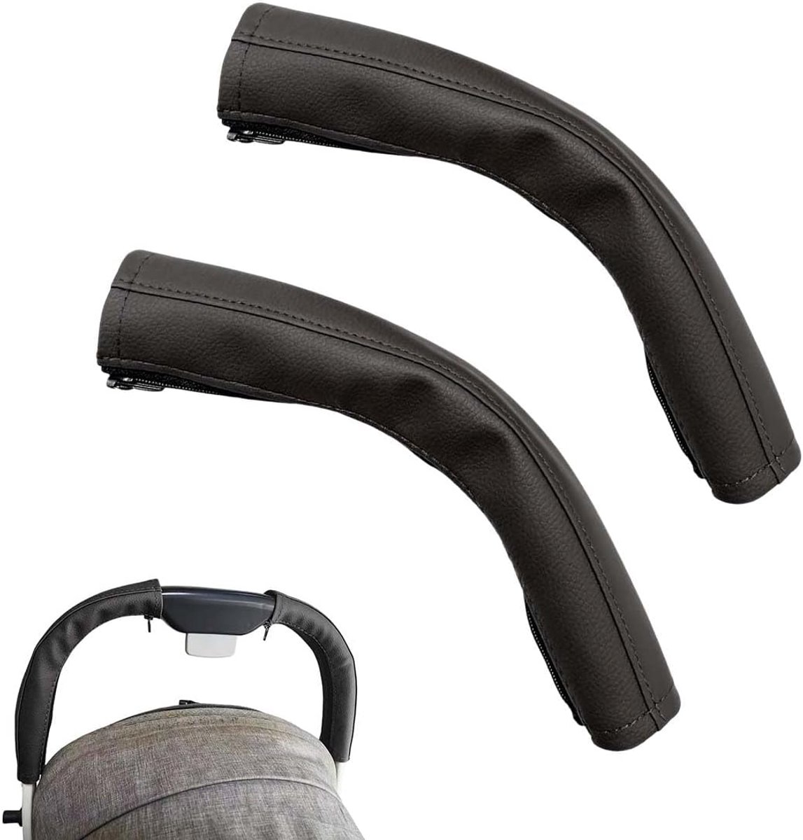 Leuninghandgreephoezen voor kinderwagen - 26 cm - PU leer met rits - Verhoogt comfort bij duwen - ShopVlot