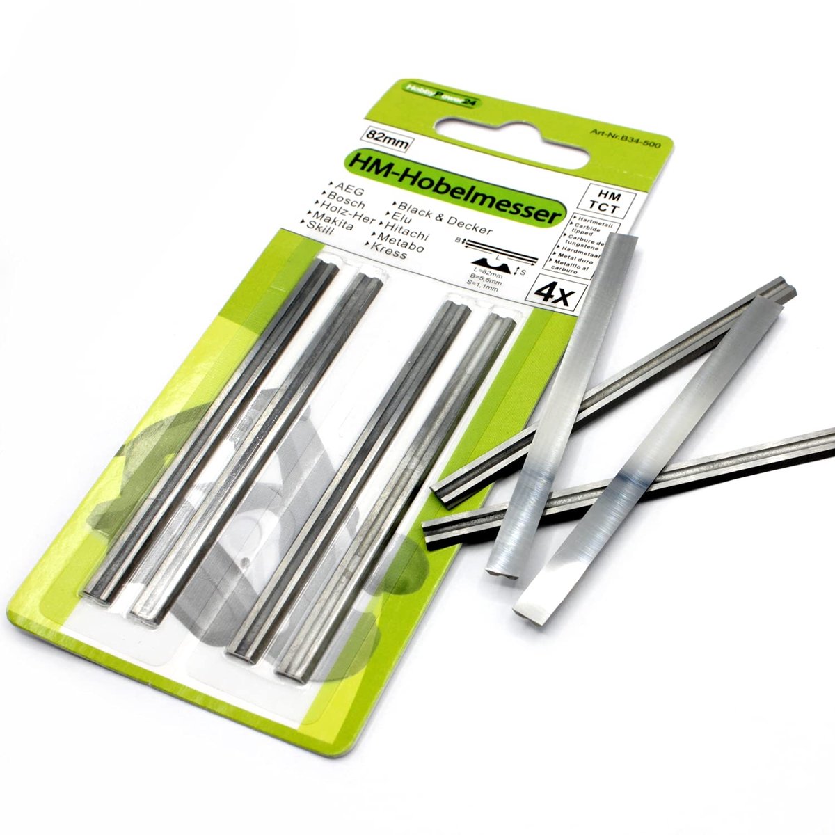Planerbladen set van 4 - omkeerbaar - 82 mm lengte - geschikt voor Black&Decker - ShopVlot