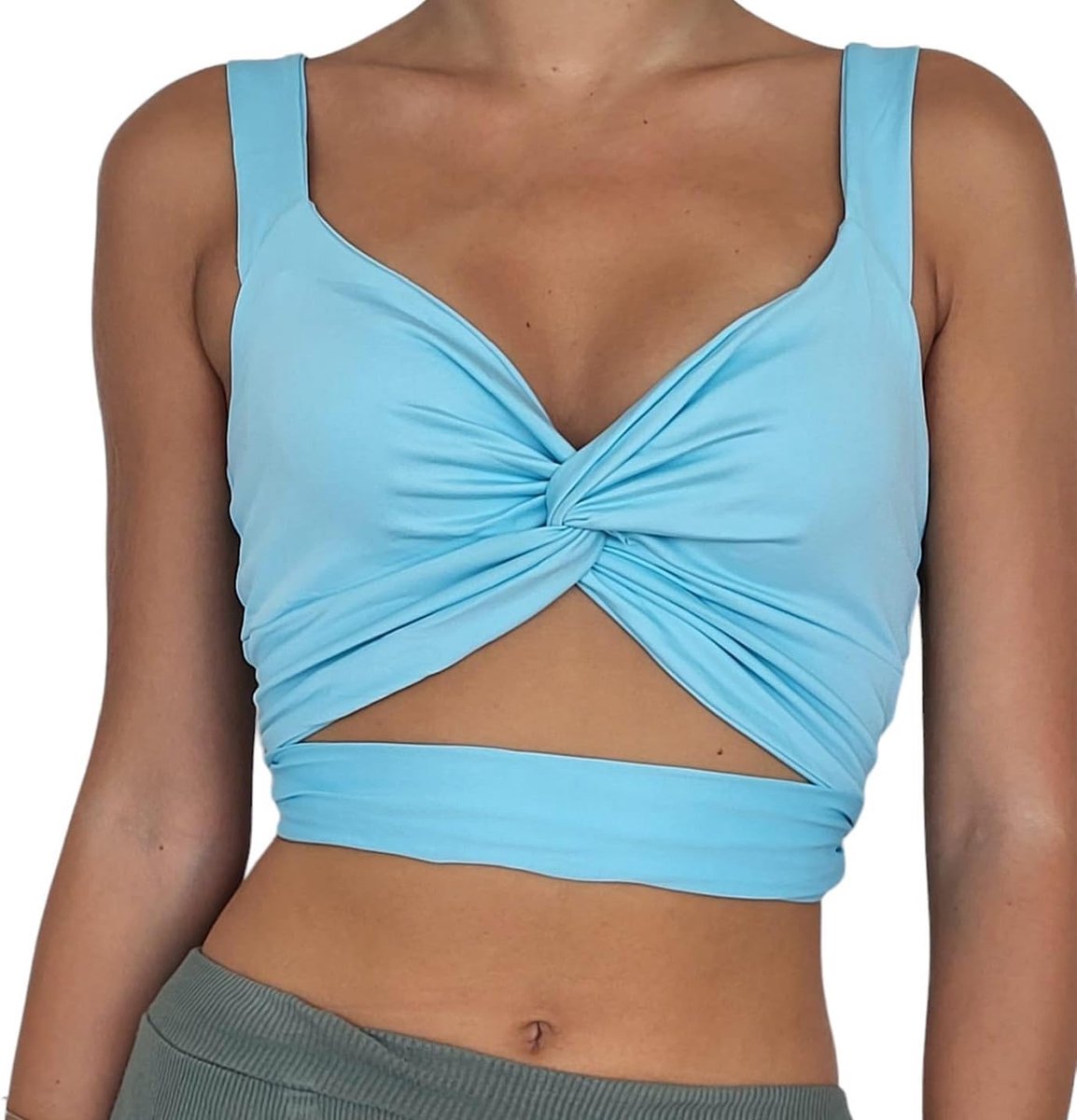 Dames Tanktop met Diepe Hals - Crotch Strap Cut Out Detail - Brede Bandjes - Slanke Pasvorm - ShopVlot