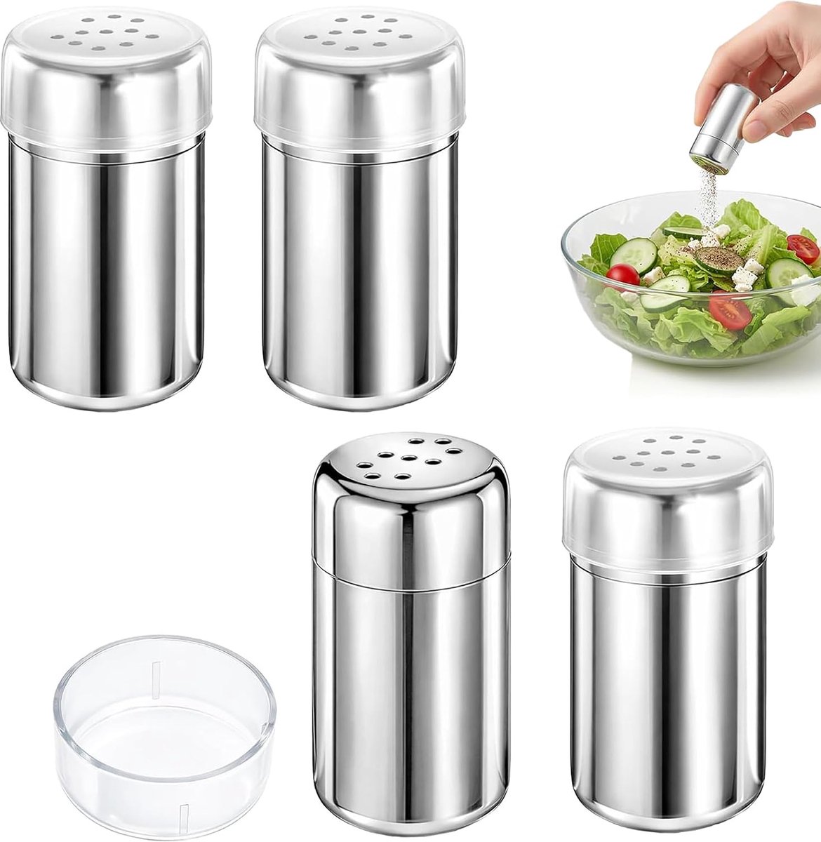 Zout shaker mini 4Pcs - Draagbaar lekvrij - Goede afdichting - Ideaal voor onderweg - ShopVlot
