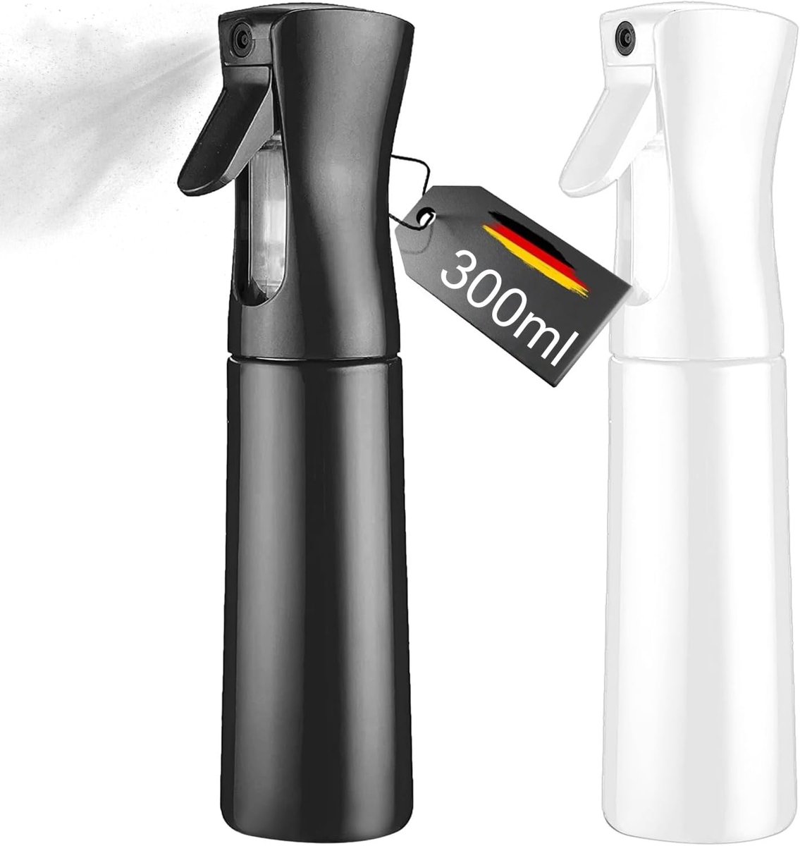 Sprayflessen 300 ml - zwart + wit - ultralichte nevelsprayer - ideaal voor haarverzorging en planten - ShopVlot