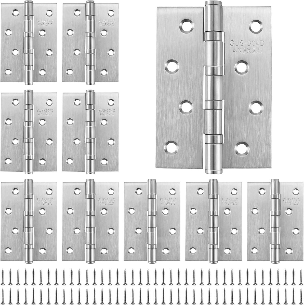 Roestvrijstalen scharnieren 100 x 70 mm - heavy-duty - inklapbaar - geschikt voor houten deuren - ShopVlot