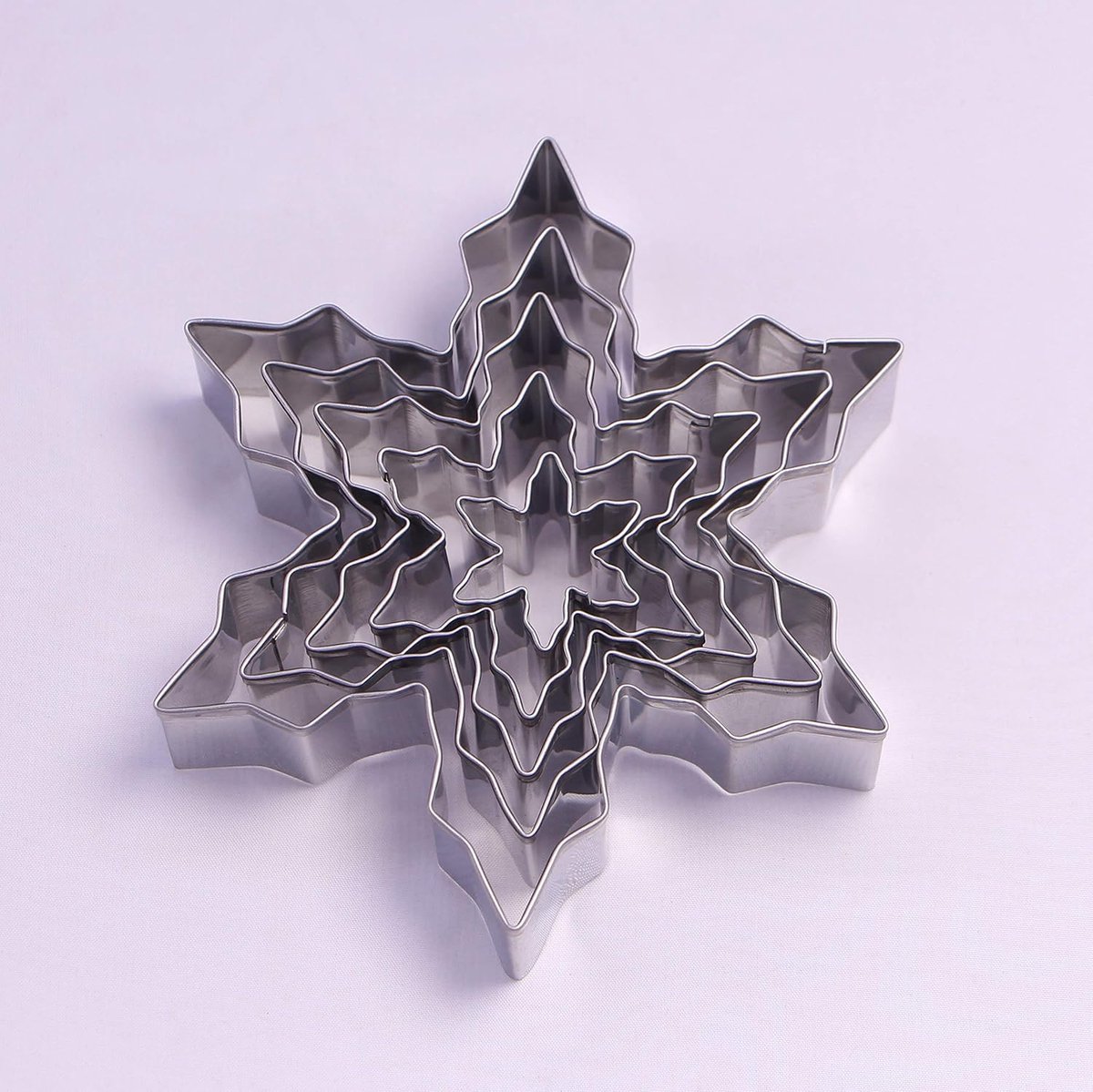 Koekjessteker Set - 5 Stuks - RVS - Winterse sneeuwvlokken - Perfect voor kerstfeesten - ShopVlot