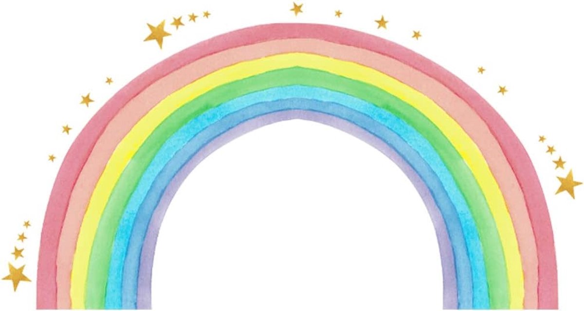 Muursticker Regenboog Groot - Waterverf Decoratie - Kleurrijke Wand voor Kinderkamer - ShopVlot