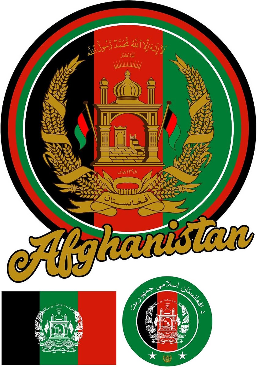 Stickerblad Afghanistan vlag + wapens - 230 x 160 mm - waterdicht en UV-bestendig - ideaal voor auto - ShopVlot