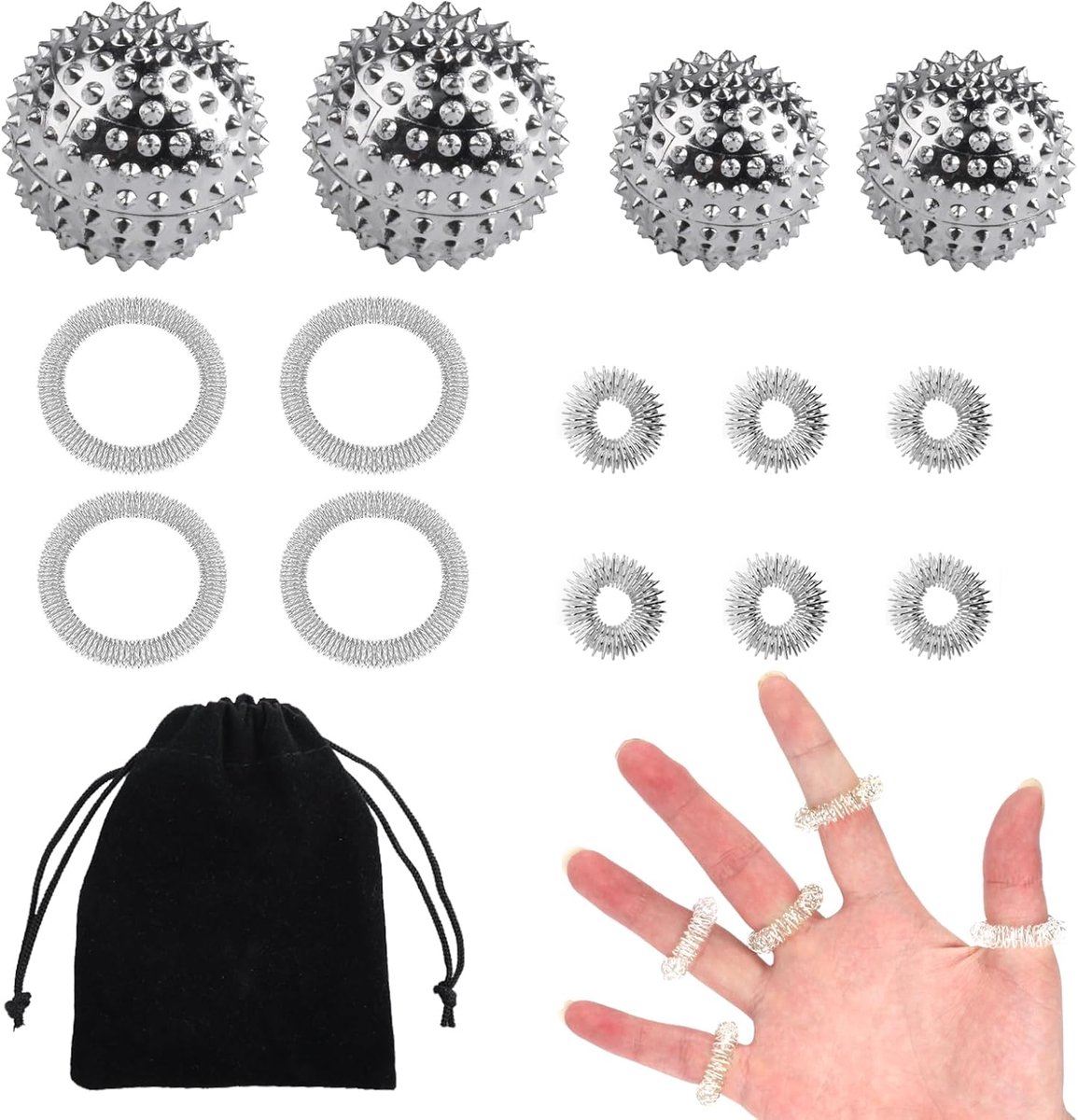 Massageballen set 4-delig - elektrische acupressuurballen - hedgehog-vorm - stressverlichting - ShopVlot