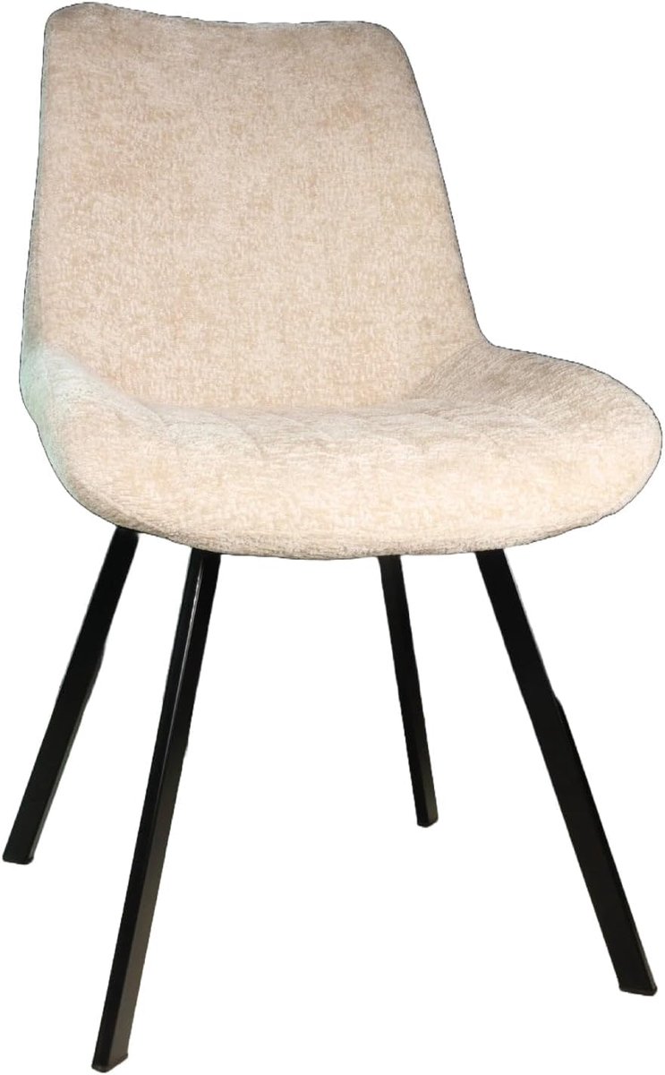 Eetstoel set van 6 - beige chenille - eenvoudig te monteren - stijlvol en comfortabel - ShopVlot