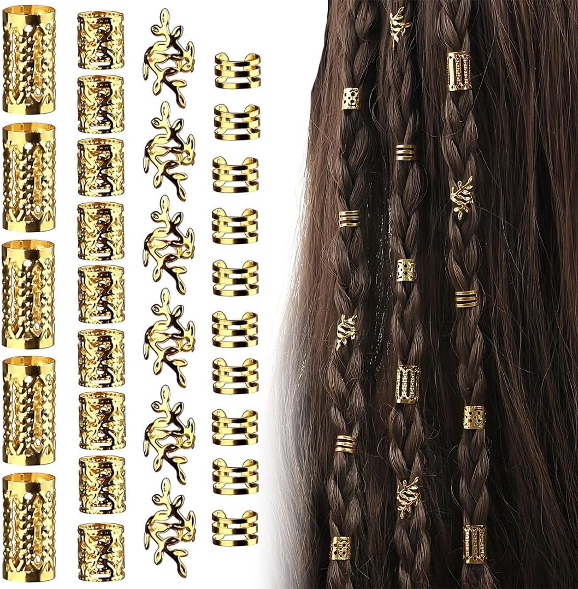 Dreadlocks haaraccessoires 40 stuks - spiralen van aluminium - verschillende stijlen - voor unieke kapsels - ShopVlot
