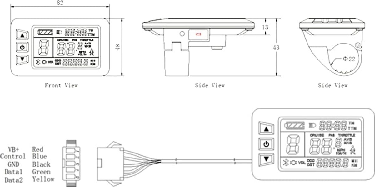 Display on-board computer KT-LCD7U - LCD scherm - voor e-bike 24V/36V/48V - veelzijdige functies - ShopVlot