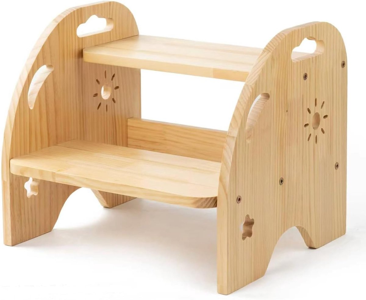 Kinderen Voetenbankje - Houten Tredemmer - Antislip - Ideaal voor Badkamer en Keuken - ShopVlot