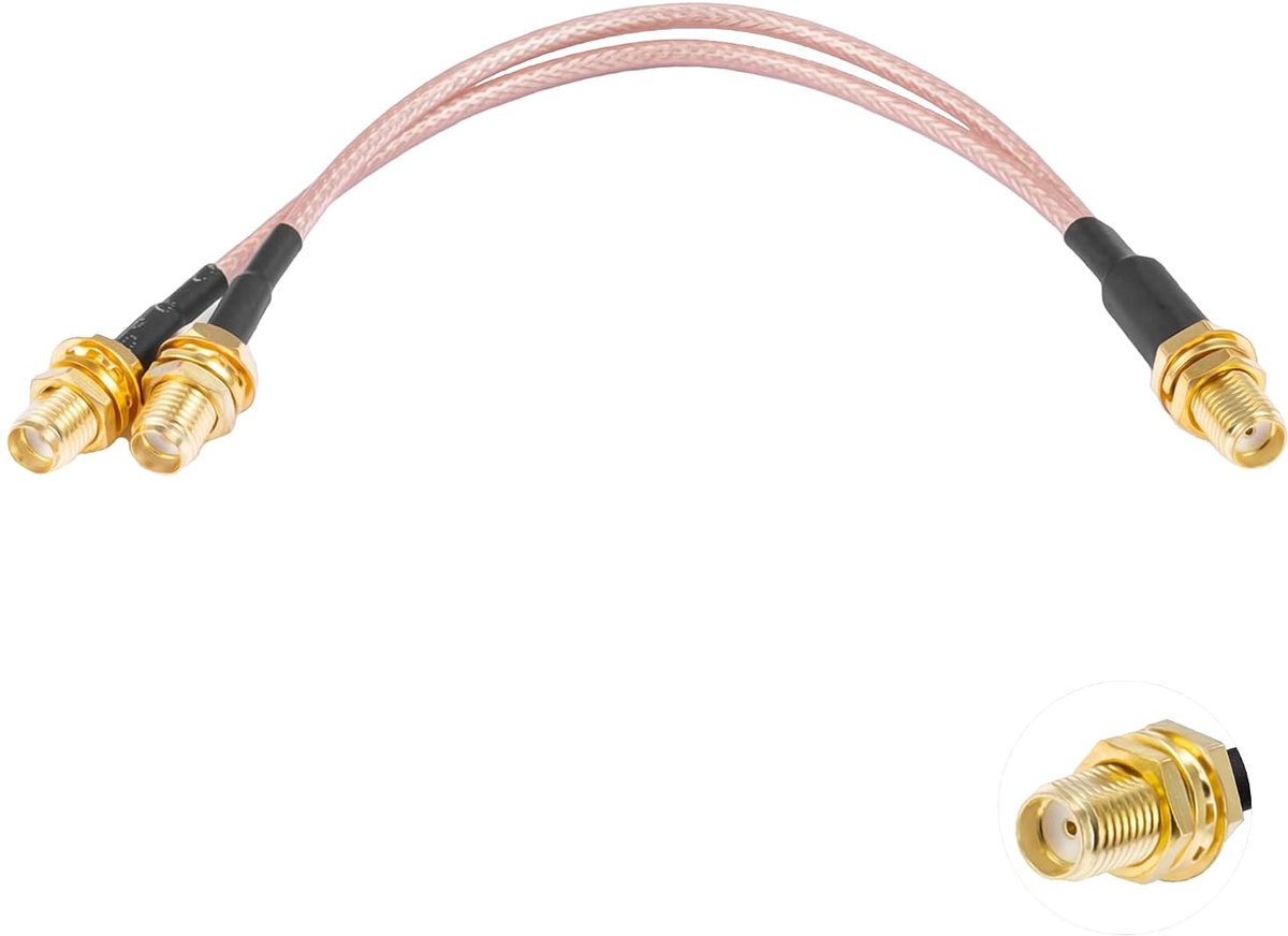 Coaxkabel 3-voudige splitter - SMA female naar SMA dual female - V-type RG316 15cm - Perfect voor 2G 3G 4G LTE antenne - ShopVlot