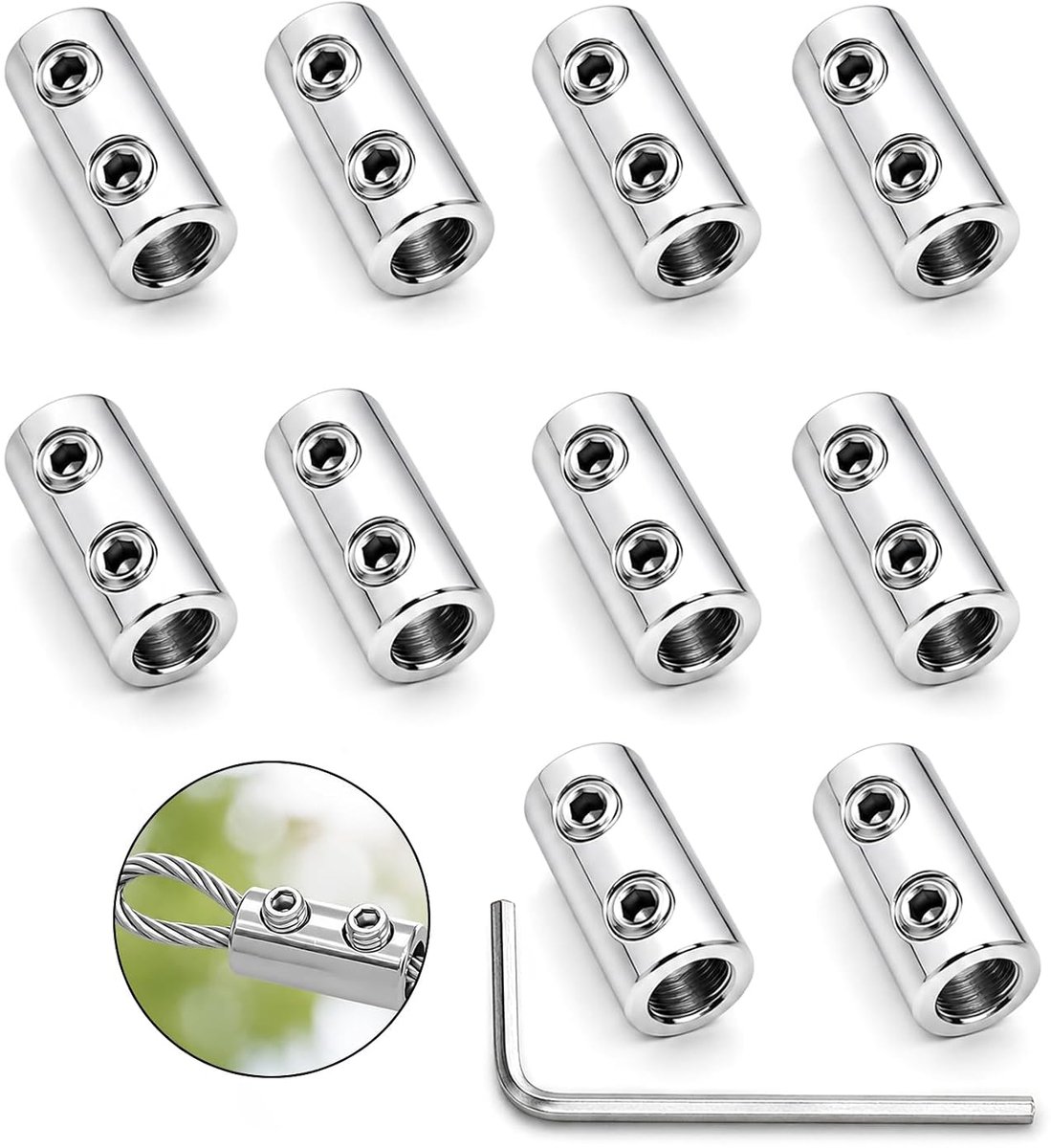Draadkabelklem 1,5-2 mm - Roestvrij staal - Dubbel gat - Verstelbare verbinding - ShopVlot