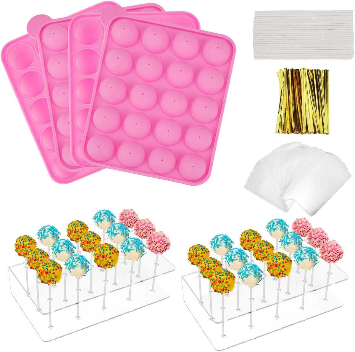 Cake pops maker set 304-delig - 2 silicone mallen - 2 stands voor cake pops - ideaal voor bruiloften - ShopVlot