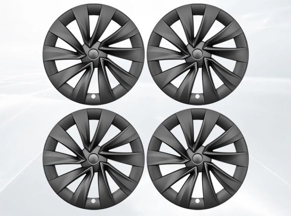 Wielcentercaps Tesla Model Y - 20 Inch Helix - Matte Zwart - Perfecte Pasvorm - ShopVlot