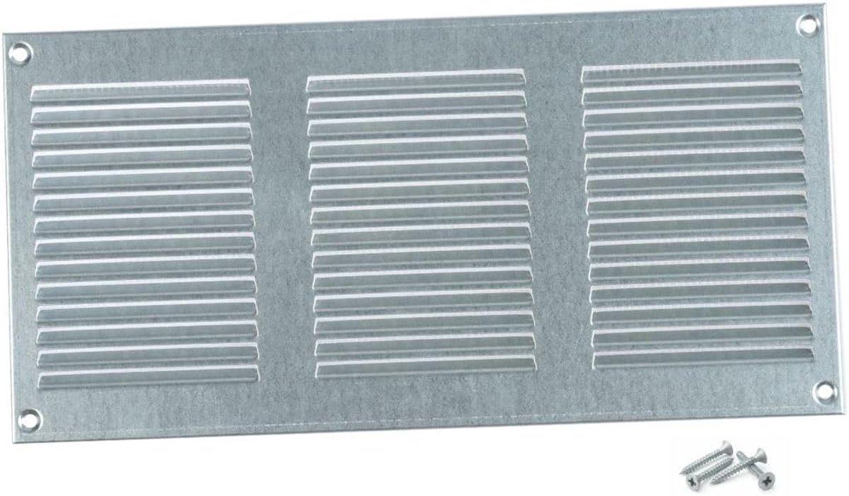 Ventilatie grille 300 x 150 mm - gegalvaniseerd staal - met insectenbescherming - ideaal voor badkamer en keuken - ShopVlot