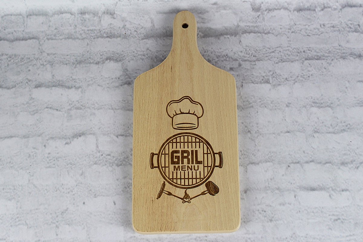 Merkloos Grillset met Houten Plank, Vorken, Spatel en Tang