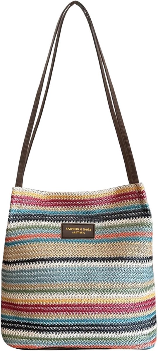 Kleine schoudertas - schoudertas van stro - trendy design - perfect voor uitjes - ShopVlot