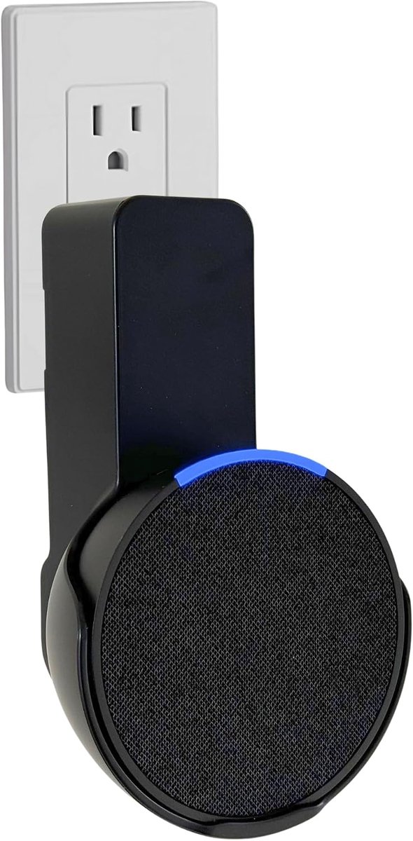 Wandhouder voor slimme speaker - zwart - geschikt voor Google & Pop - ruimtebesparend ontwerp - ShopVlot