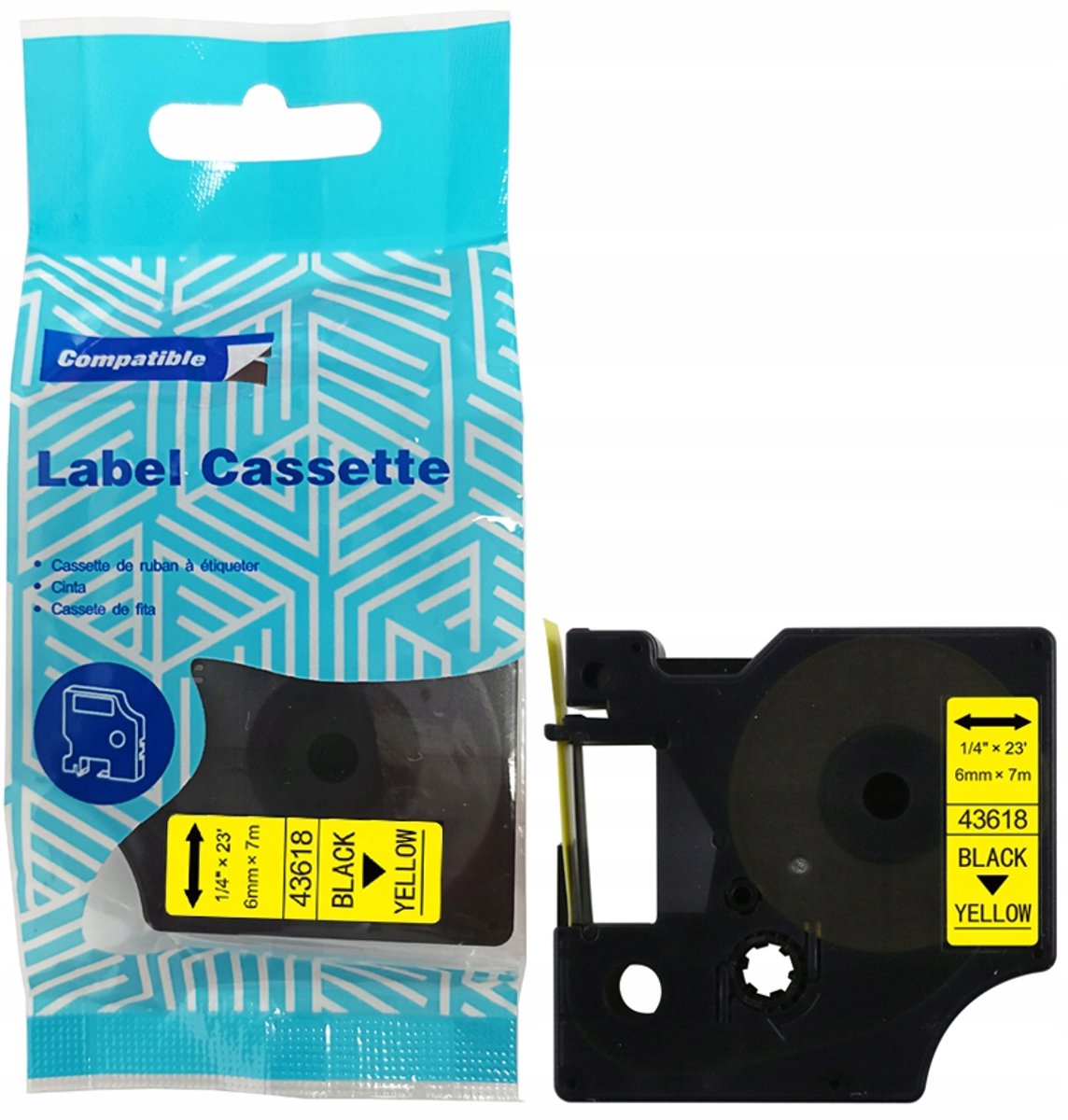 DYMO D1 Tape 43618 - 6mm x 7m Geel Zwart