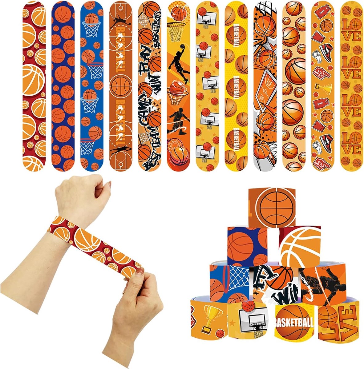 Basketbal Armbanden voor Kinderen - Vouwbare Design - Set van 24 - Perfecte Feestfavorieten - SnelShoppen
