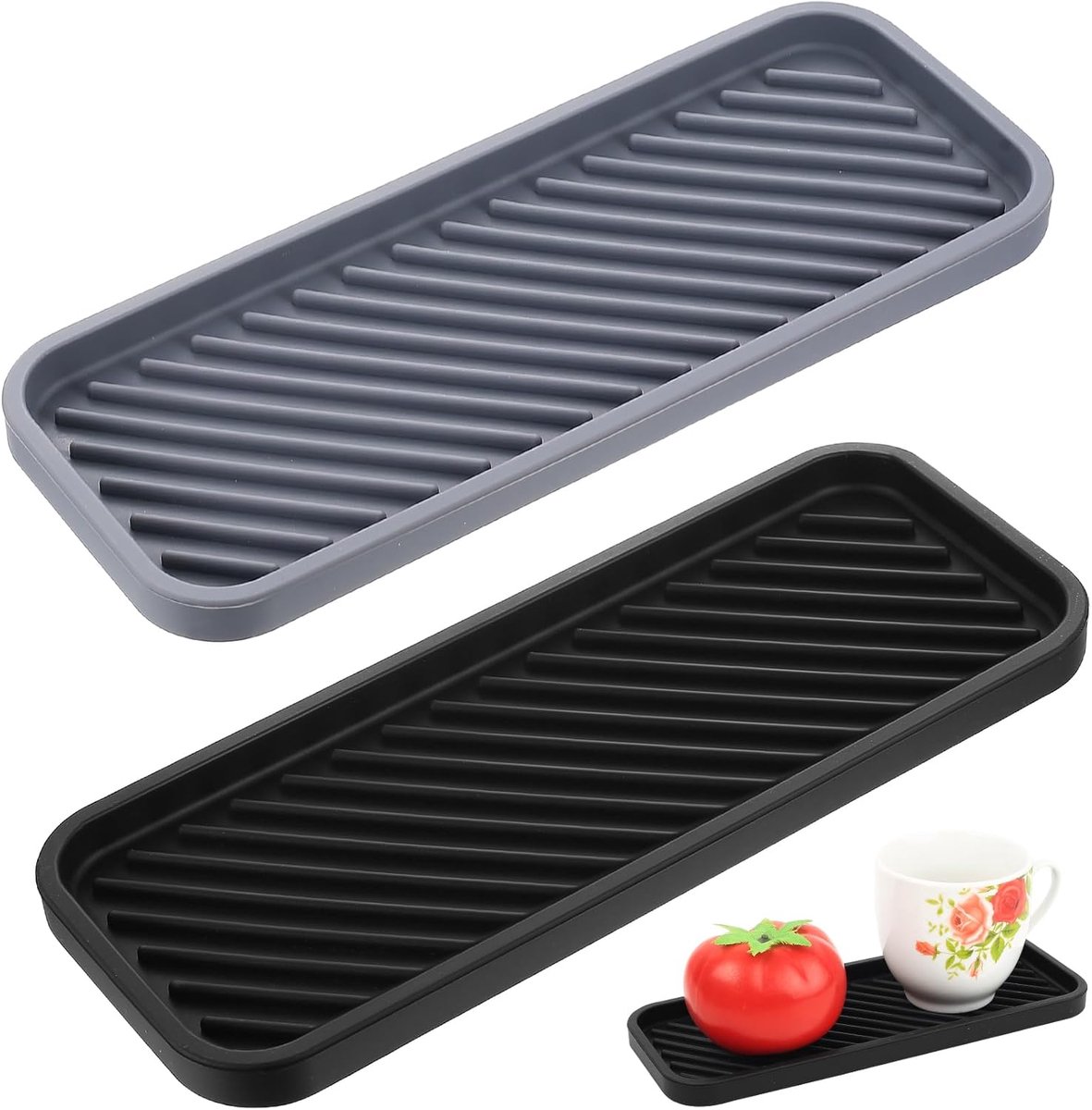 Silicone Drainer Mat 2 stuks - Flexibele silicone - Antislip ontwerp - Ideaal voor het opbergen van afwasborstels - SnelShoppen