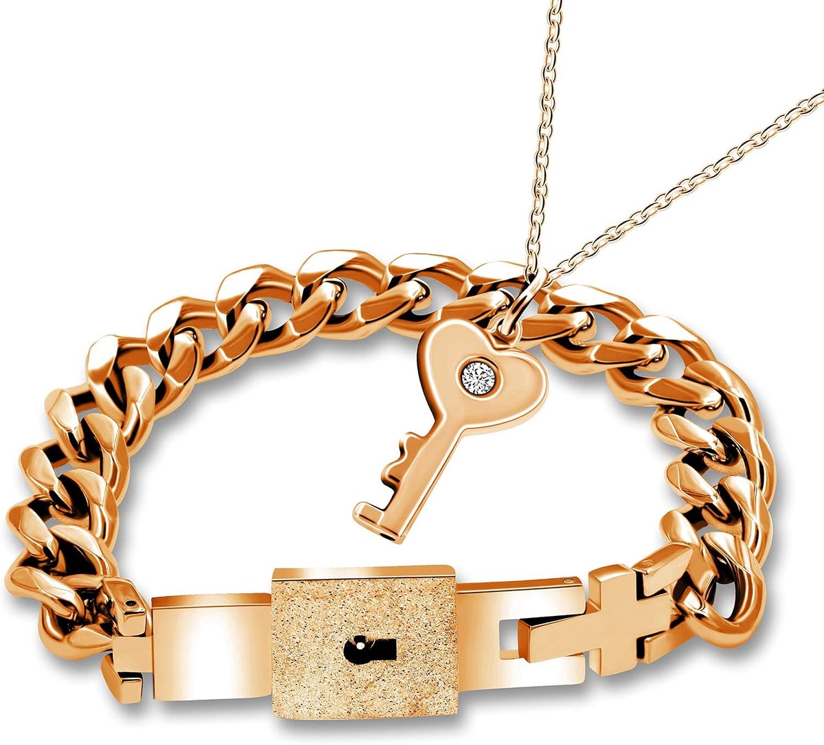 Sleutelhanger en slotarmband - roestvrij staal - unisex - stijlvol en stevig - SnelShoppen