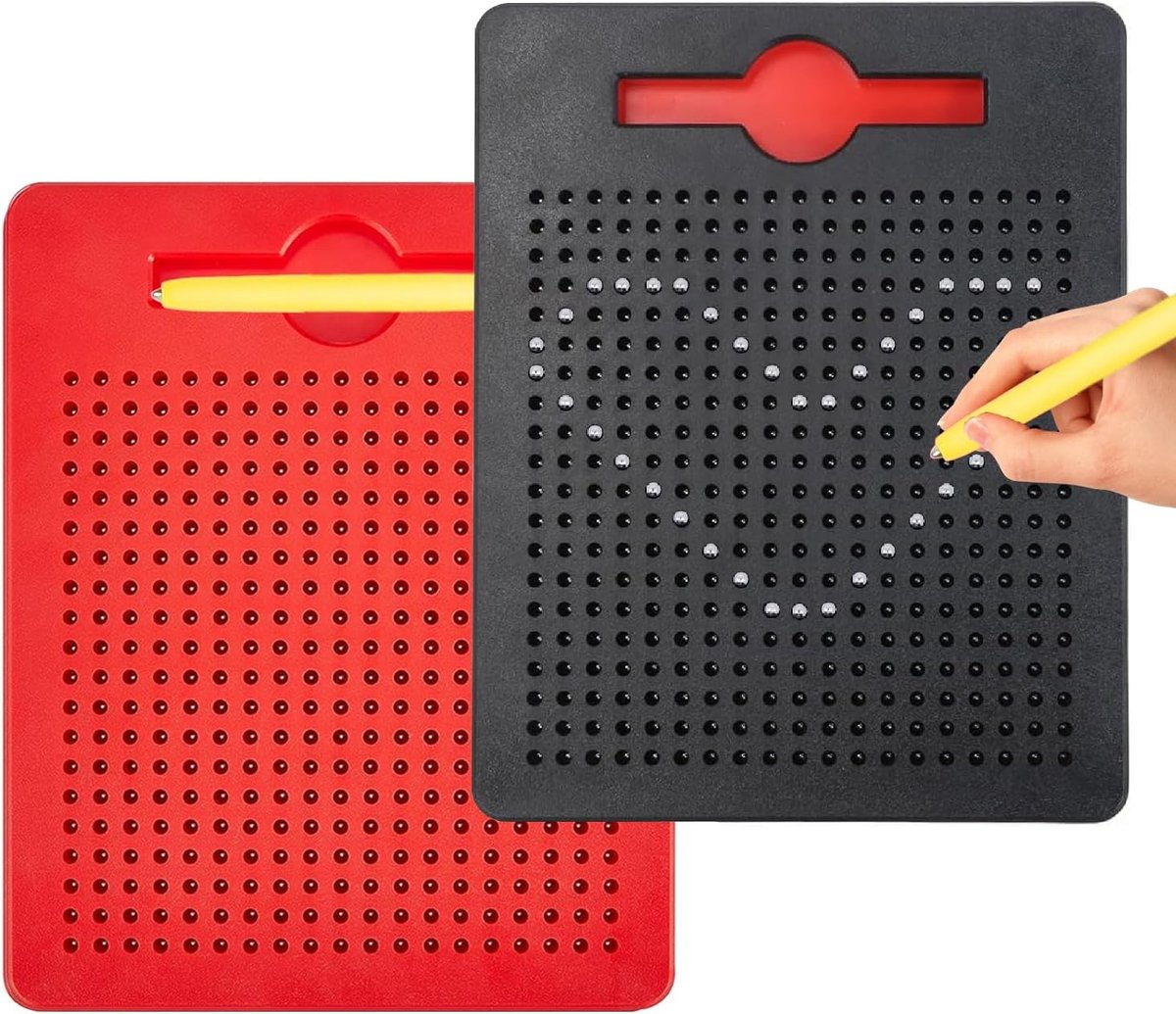 SnelShoppen - 2 Stuks Kleine Magnetische Tekenborden, Magnetisch Staalballetjes Tekenbord voor Kinderen, Veilig ABS Materiaal, Vierkant, Ideaal voor T