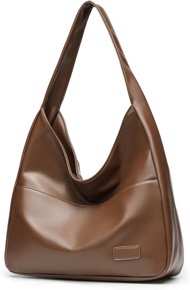 Dames Vintage Handtas Schoudertas Groot - Faux Leer - Met Rits - Ideaal voor Winkelen - SnelShoppen