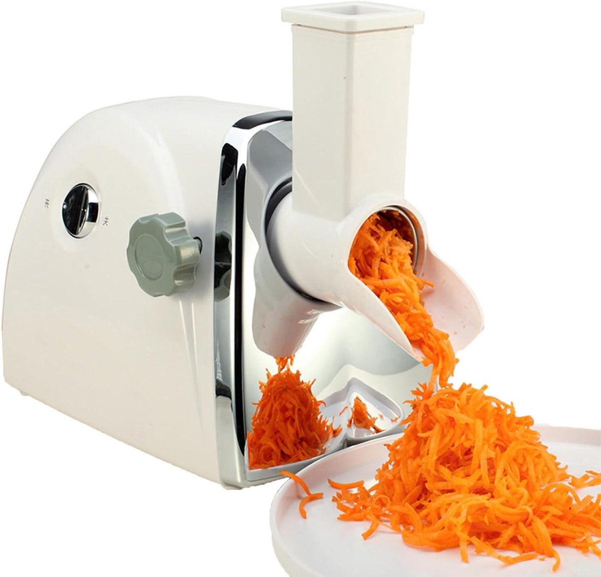 Elektrische Groentesnijder - Keukenmachine Rasp - Snel Ingrediënten Bereiden - 3 RVS Rasptrommels - 4kg - Zilver
