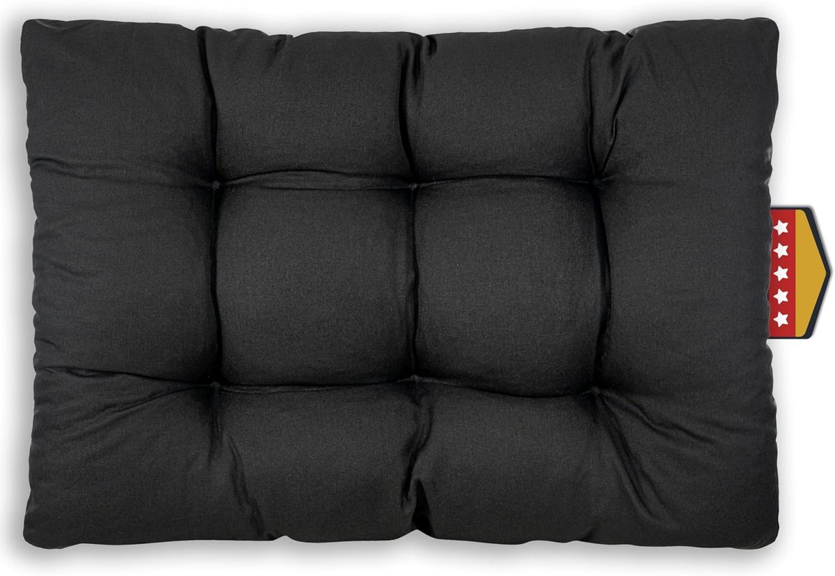 kussen voor europallets, FÜLLPRO+ vulling, weerbestendig palletkussen (1x zitkussen 120x80 cm - Zwart)