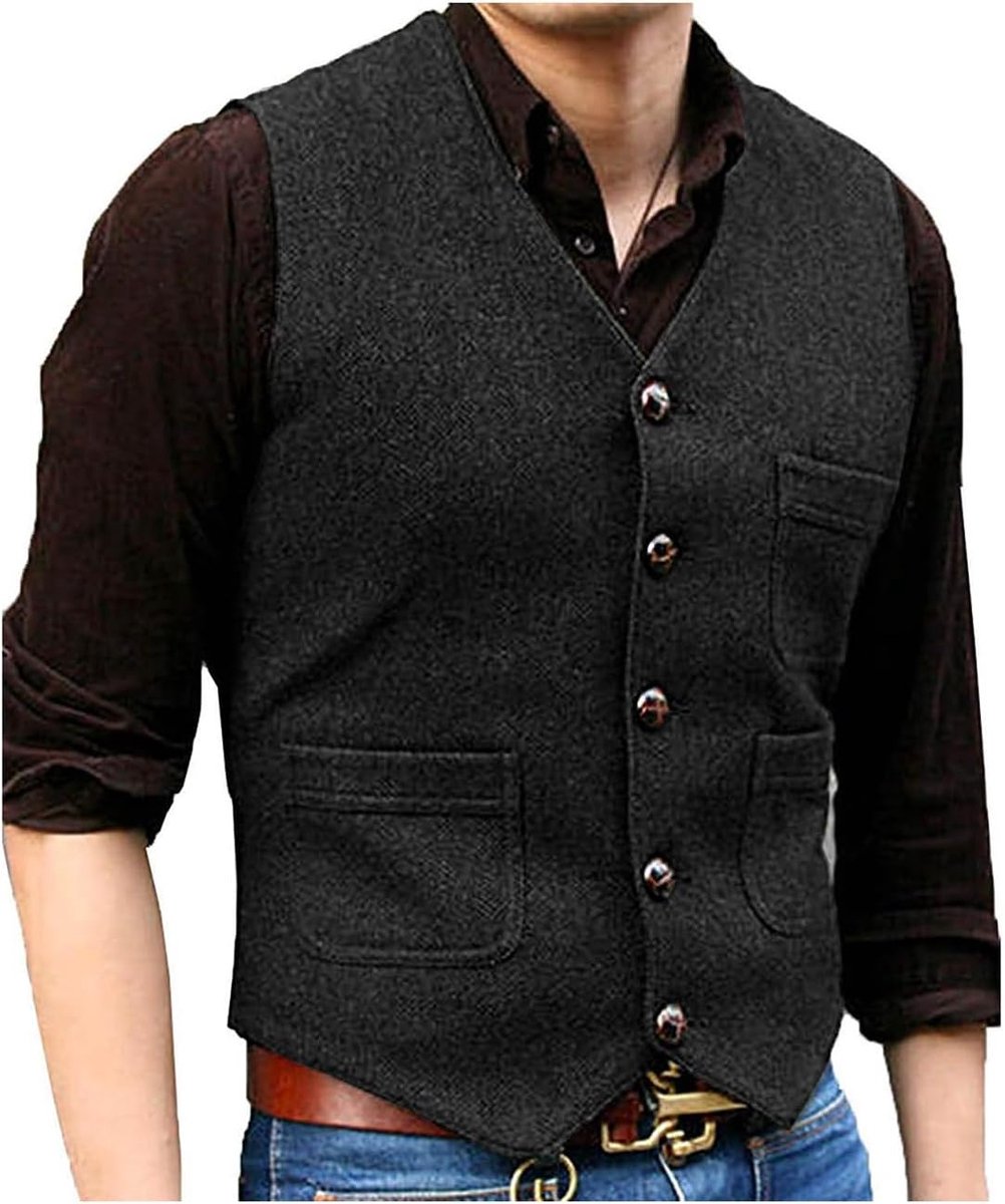 Vintage klassieke wollen kostuumvest voor heren, formeel, regular fit, gilet voor bruiloft, gilet