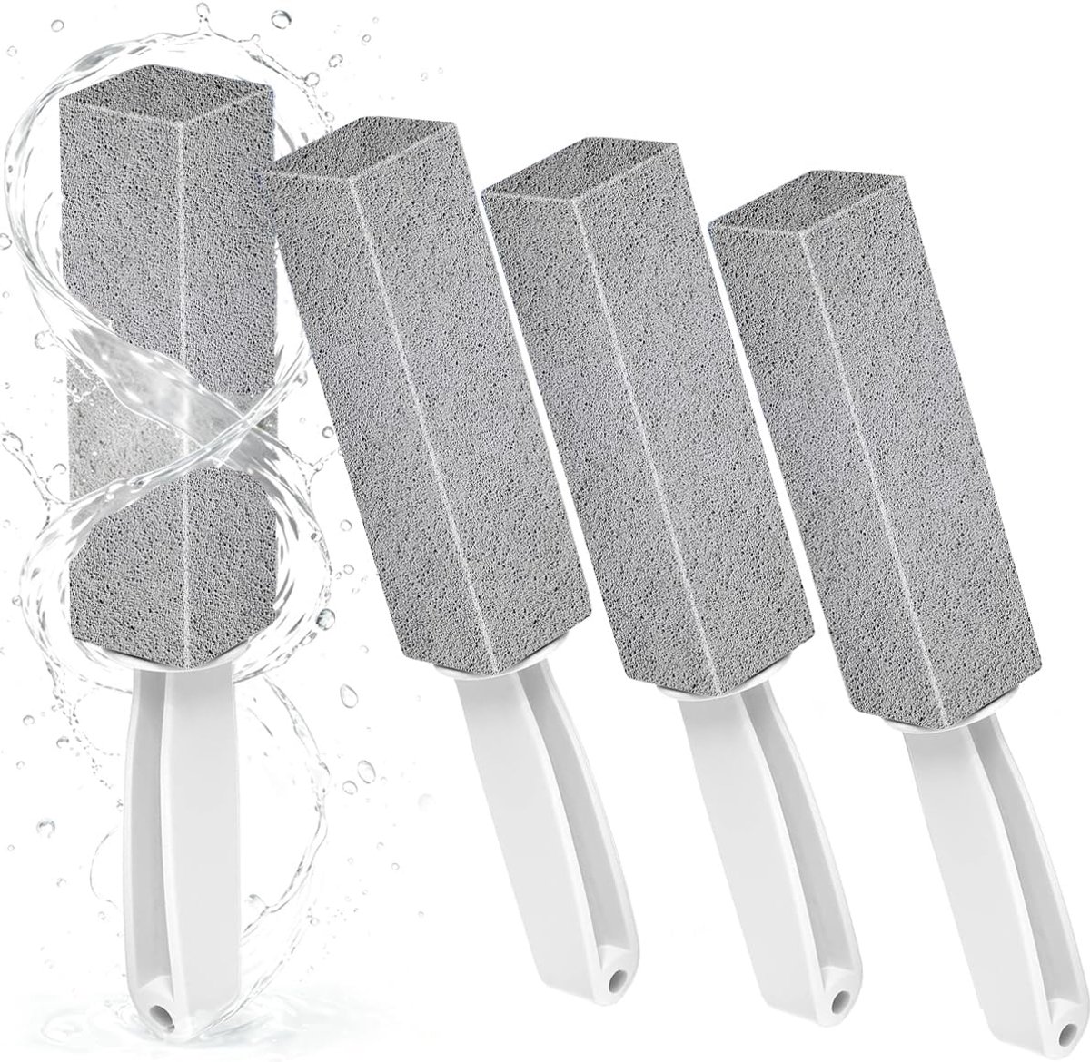 Puimsteen toiletreiniger, reinigingssteen met handvat, reinigingssteen toilet, pumice stone toiletreiniger voor badkamer, toilet, keuken, zwembaden, diepe vlekken, 4 stuks