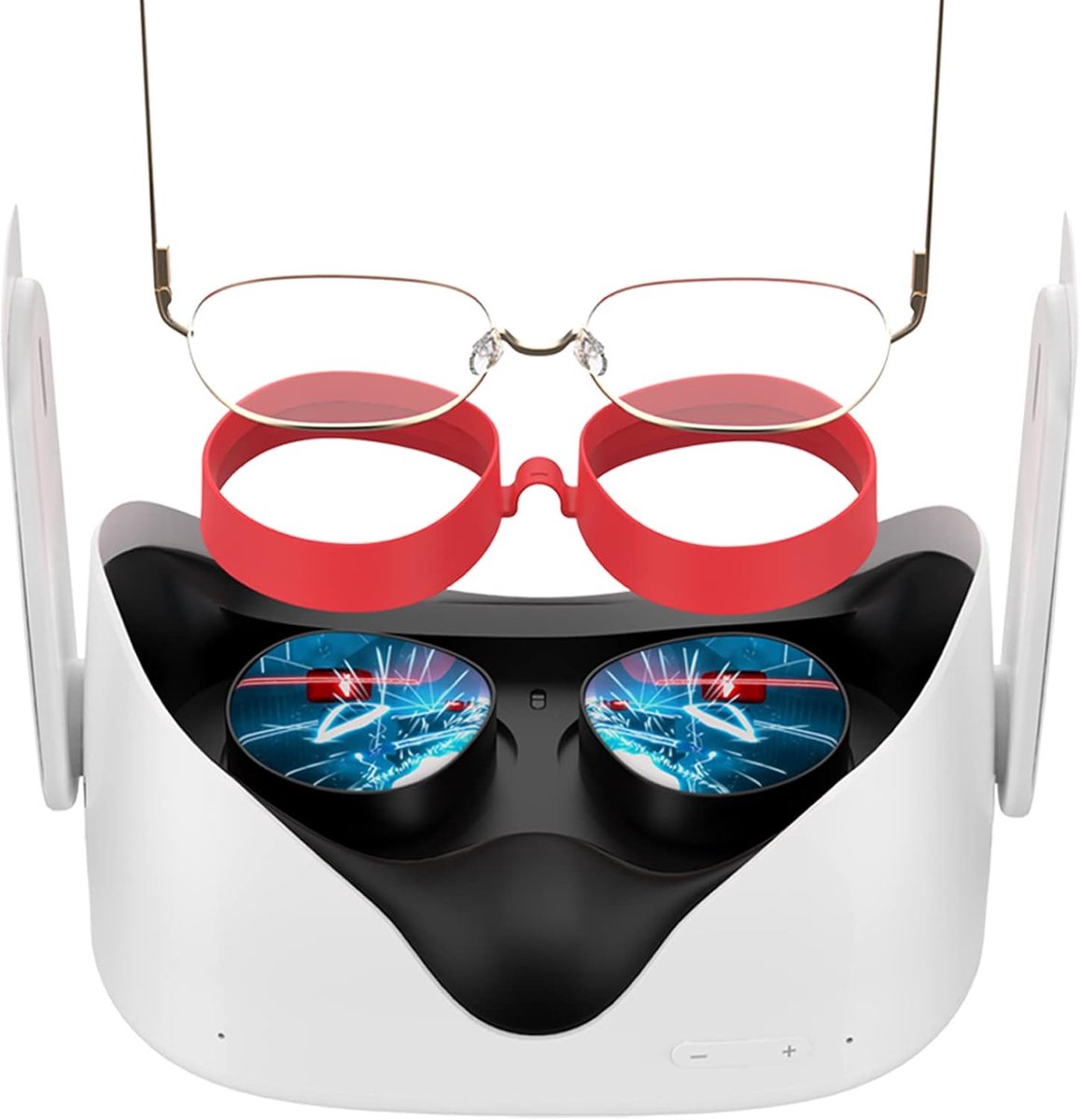 Silicone Anti-kras Lens Beschermer - VR-bril Spacer compatibel met Oculus Quest 2 - VR-accessoires te voorkomen dat bril krassen VR Lenzen (Rood)